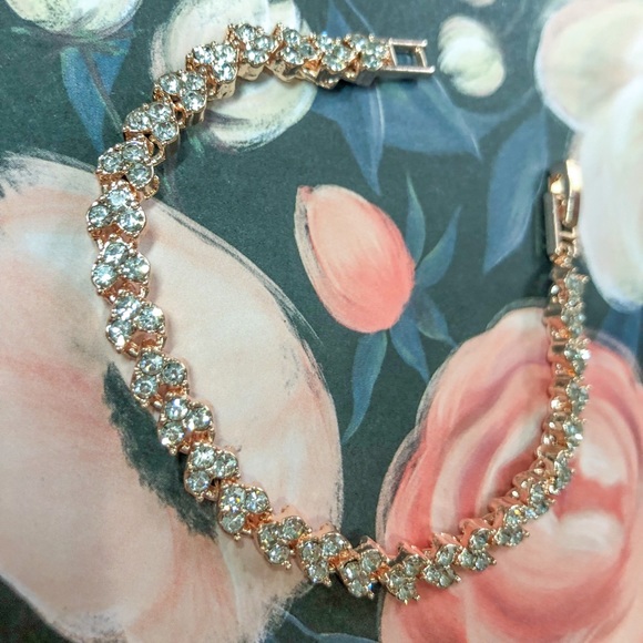 Rose Gold Cubic Zirconia Tennis Bracelet - Picture 4 of 8